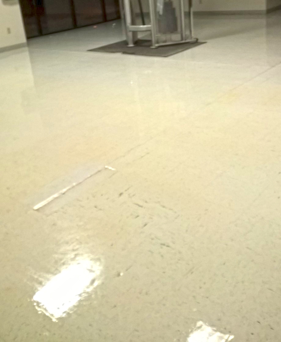 Another Old Neglected VCT Floor Deep Scrub and Clear Coating Job in St Paul image 1