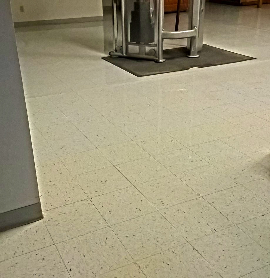 Another Old Neglected VCT Floor Deep Scrub and Clear Coating Job in St Paul image 2