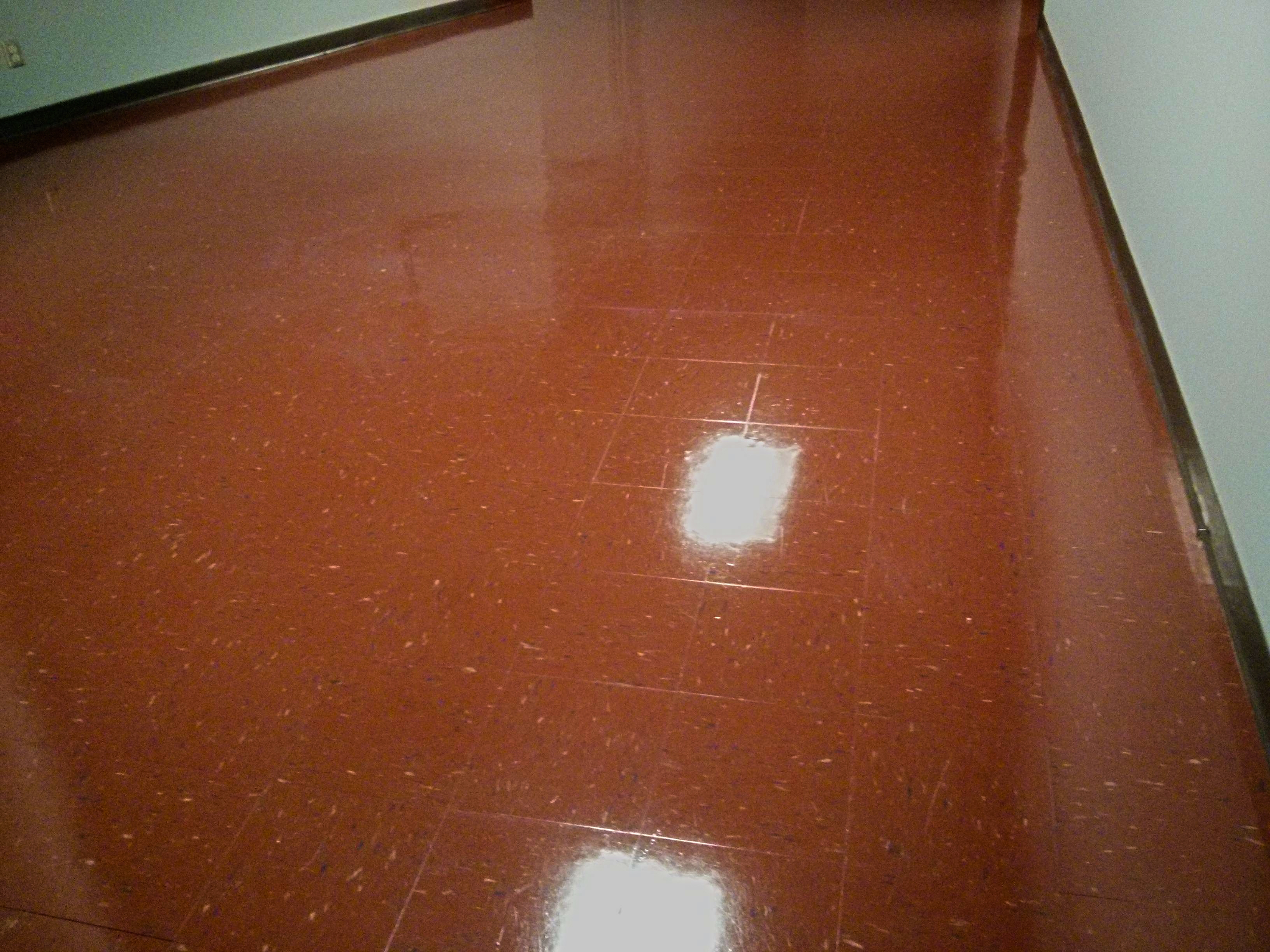 Old VCT Tile Floor in Burnsville, MN Deep Scrub and Re-Coat with Mid-Solids High Gloss Floor Finish image 2