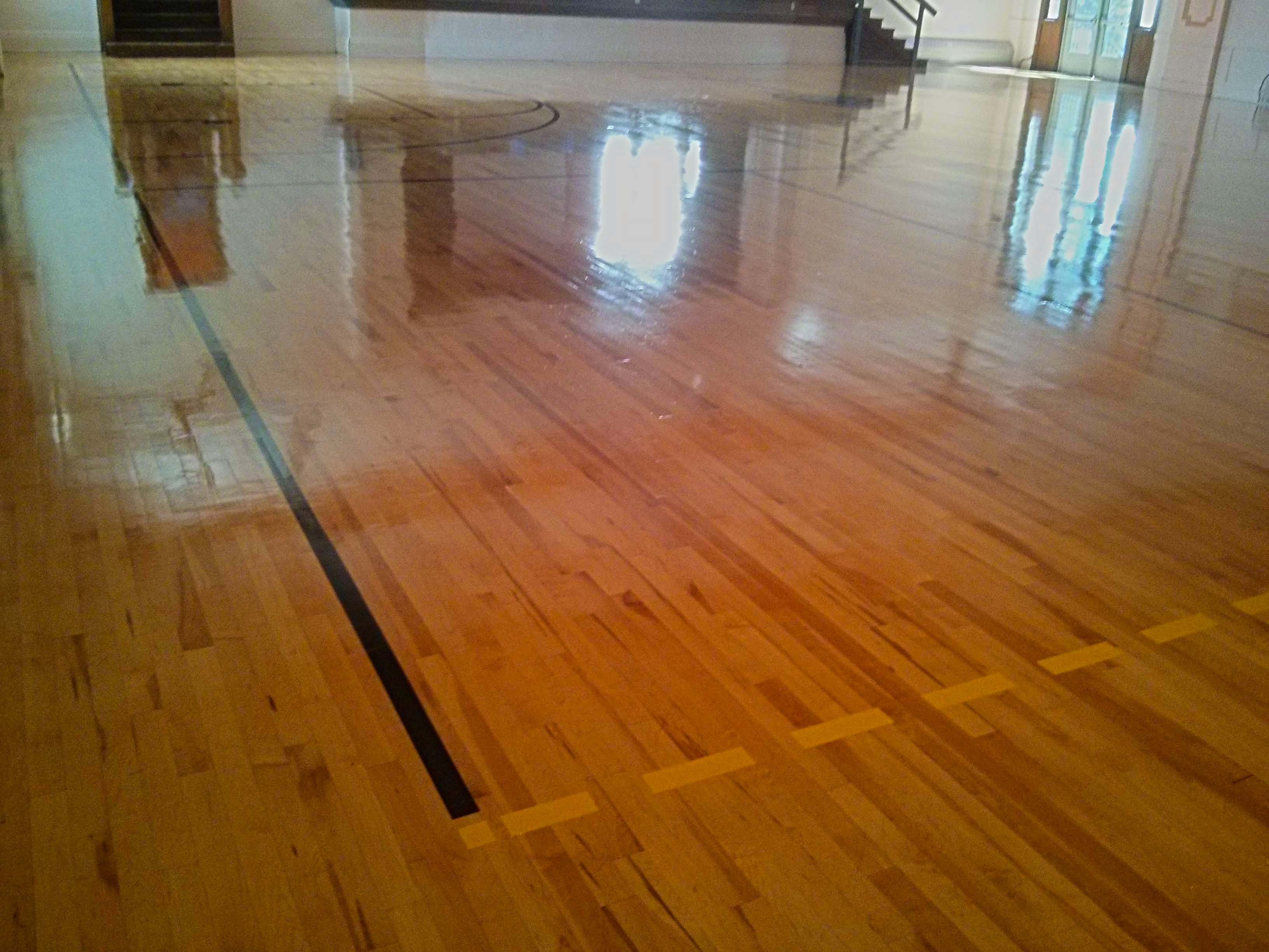 Wood Gym Floor Scrub and Clear High Gloss Gym Coating Services in Minneapolis, MN image 2