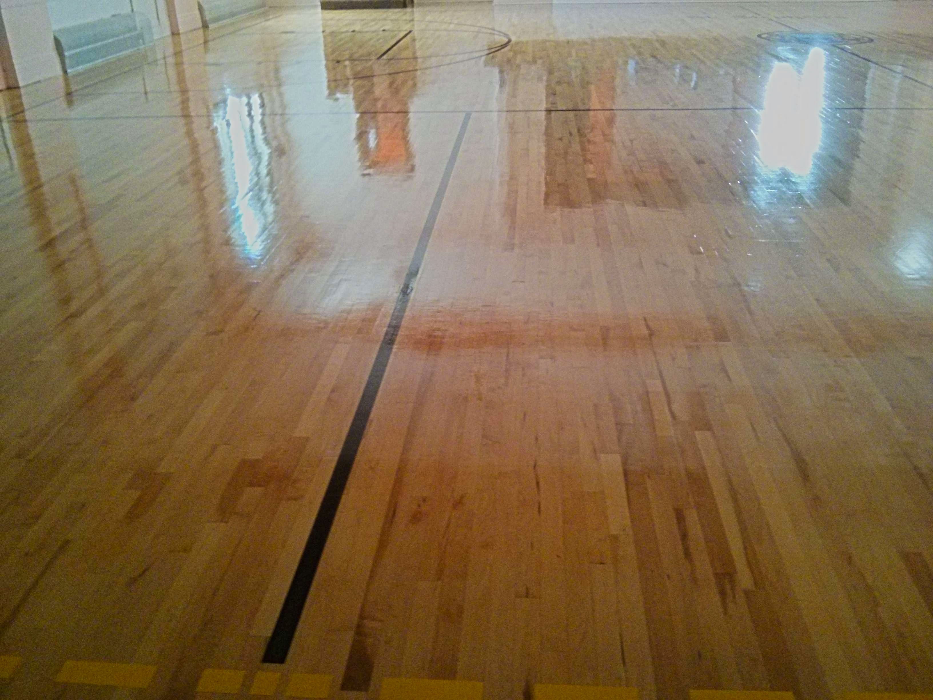 Wood Gym Floor Scrub and Clear High Gloss Gym Coating Services in Minneapolis, MN image 6