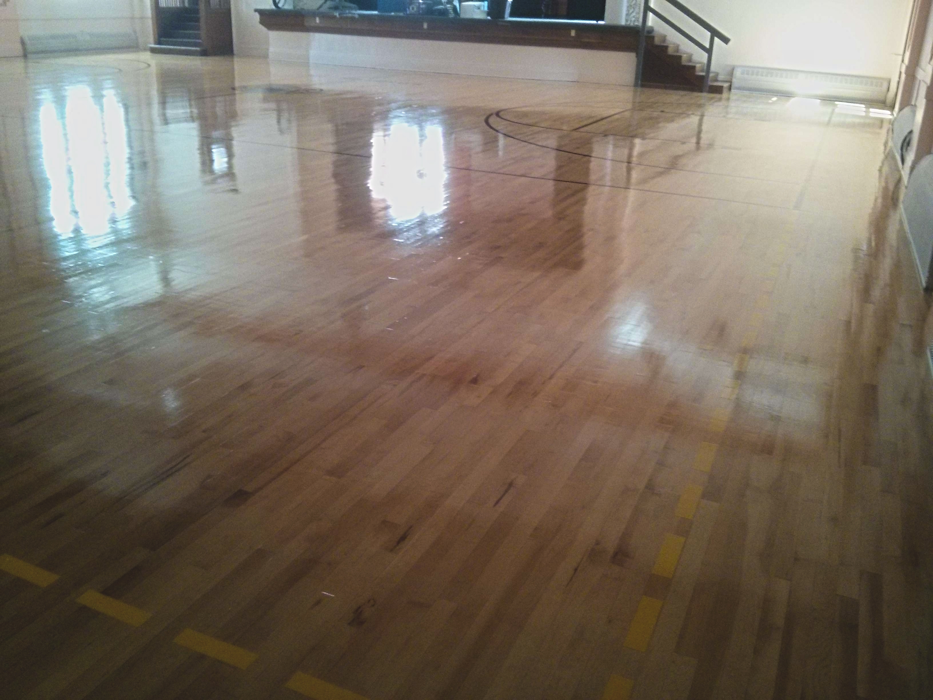 Wood Gym Floor Scrub and Clear High Gloss Gym Coating Services in Minneapolis, MN image 9